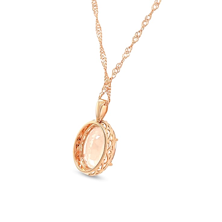 14K Rose Gold 14x10mm Oval Morganite Pendant 5.16ctw