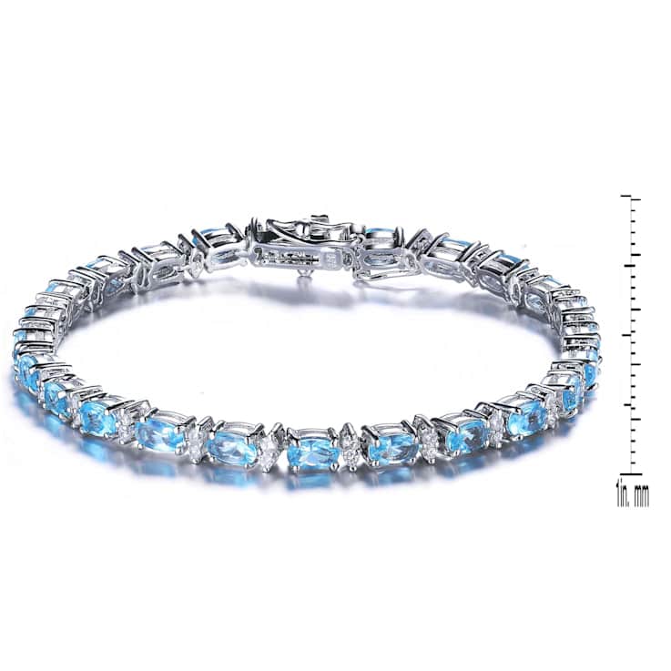 Topaz Color CZ Tennis Bracelet In Sterling Silver