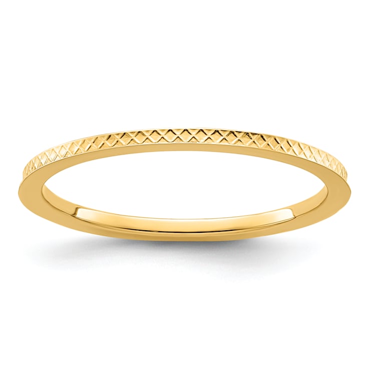 10K Yellow Gold 1.2mm Criss-Cross Pattern Stackable Expressions Band