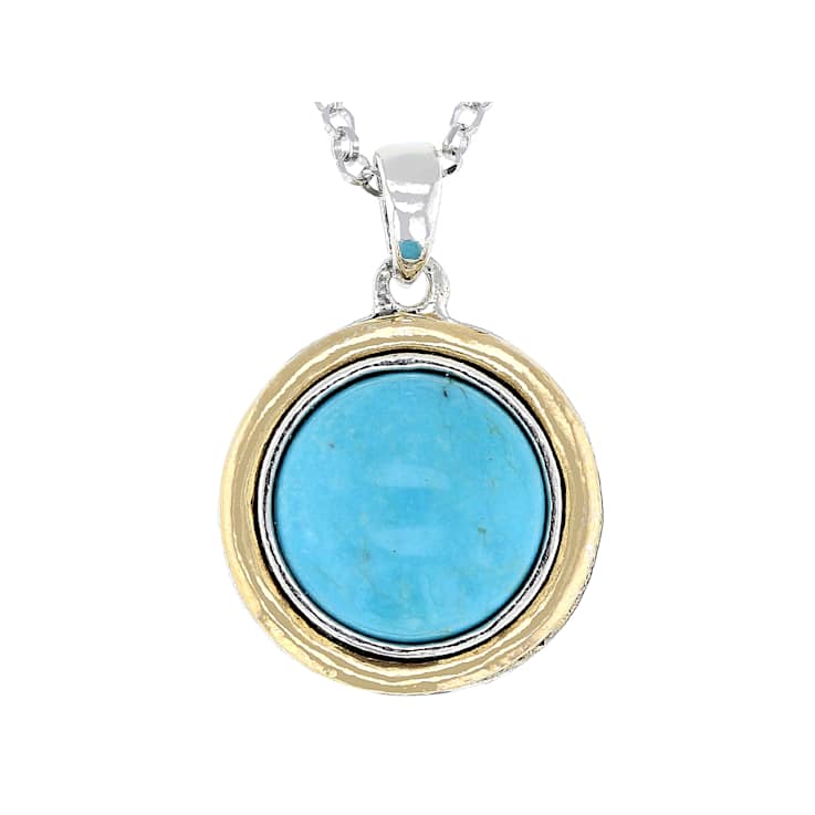 Turquoise Two-Tone Pendant Necklace In 14K Gold Over Sterling Silver