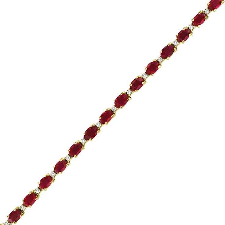 11.40ctw Ruby and Diamond Bracelet set in 14k Yellow Gold