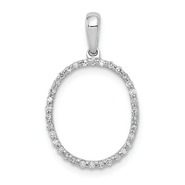 Rhodium Over 14K White Gold Diamond Letter O Initial Pendant