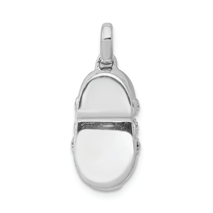 Rhodium Over 14k White Gold Diamond Baby Boy Shoe Pendant
