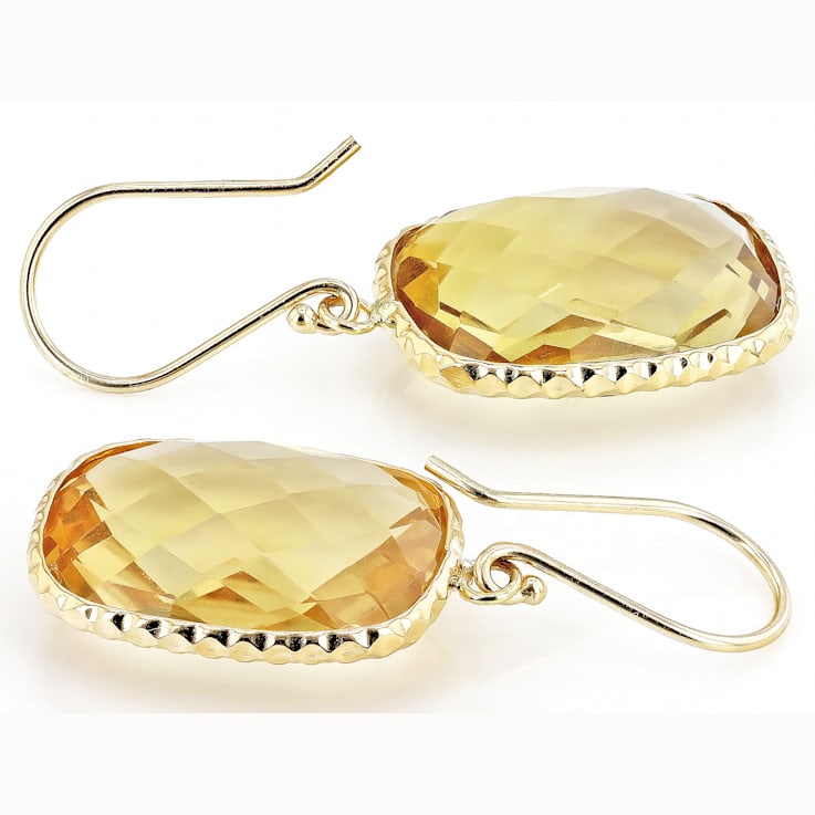 Yellow Citrine 14K Yellow Gold Dangle Earrings 18.00ctw