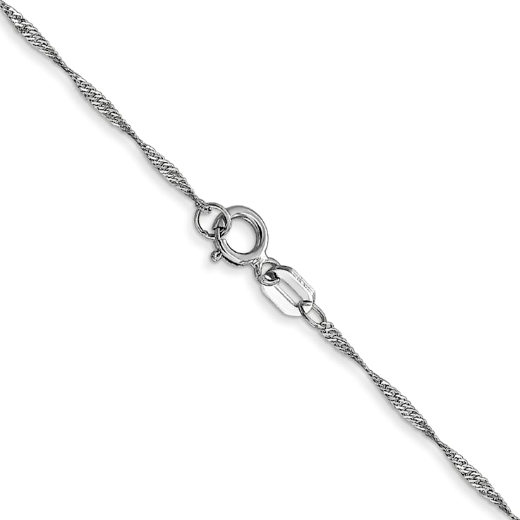 Rhodium Over 14k White Gold 1mm Solid Singapore 18 Inch Chain
