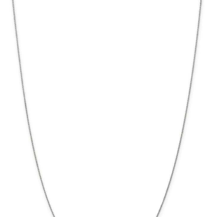 Rhodium Over 14k White Gold 0.75mm Solid Round Open Link Cable 14 Inch Chain