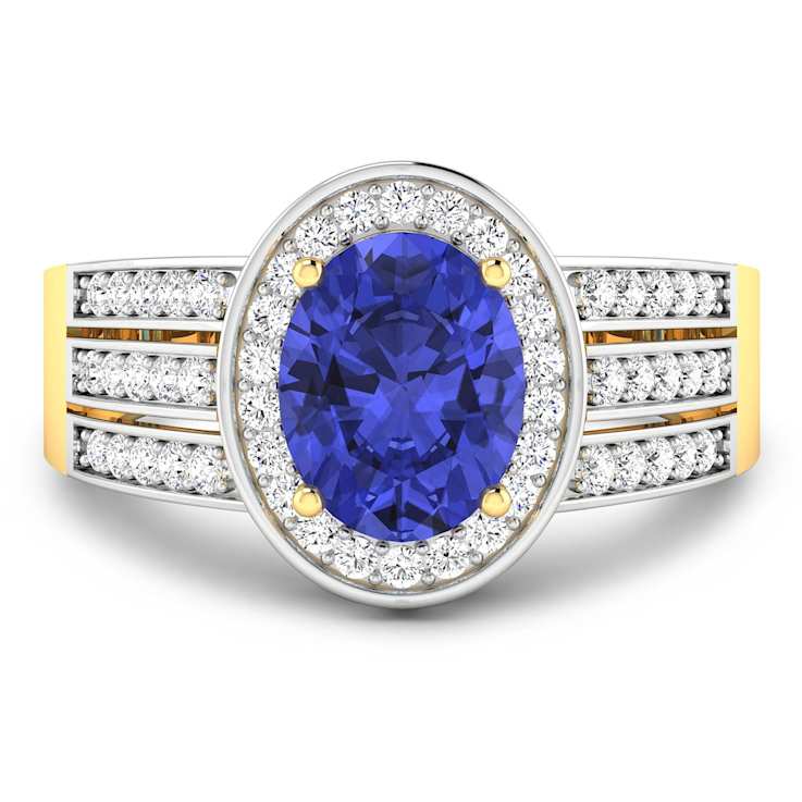 1.85ctw Violet Tanzanite and Diamond 14K Yellow Gold Halo Ring