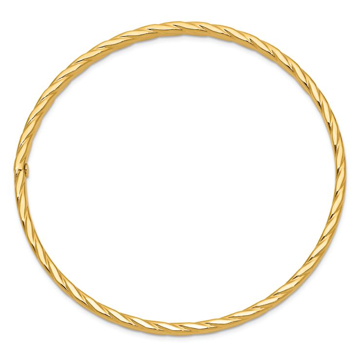 10k Yellow Gold 4mm Twisted Textured Slip-on Bangle - 17GYXA