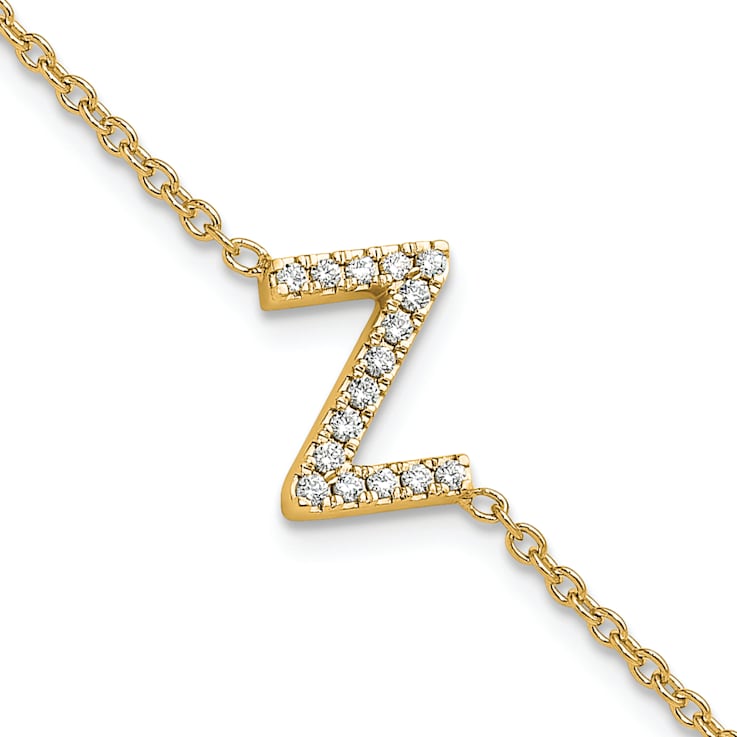 14k Yellow Gold Diamond Sideways Letter Z Bracelet