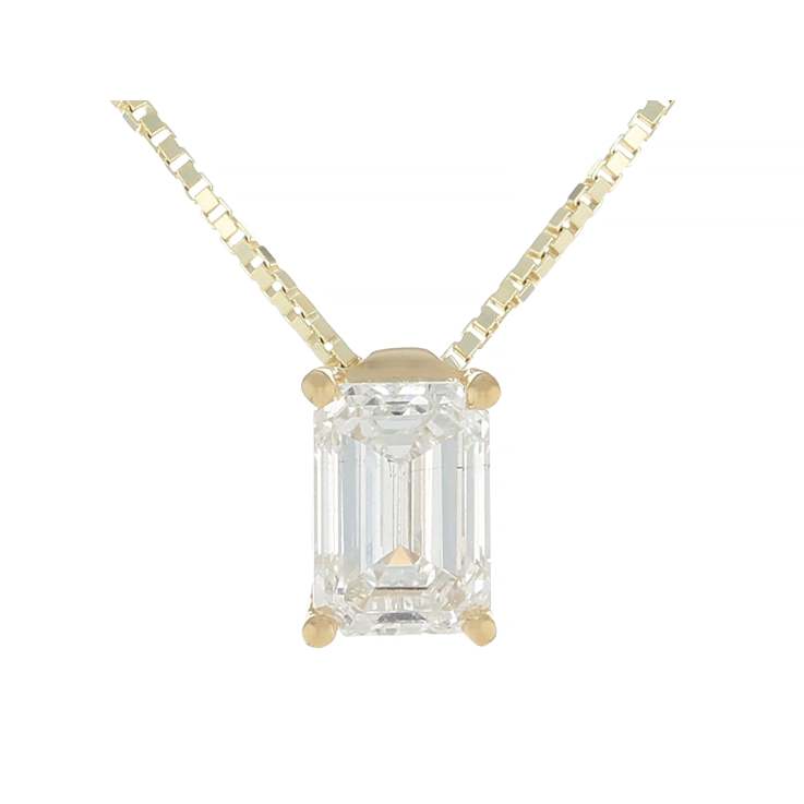 Lab-Grown Diamond Emerald-Cut Slide Pendant In 14K Gold Over Sterling
Silver 0.50ctw