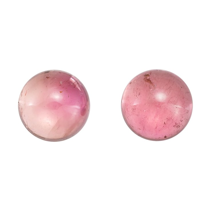 Pink Tourmaline 9mm Round Cabochon Matched Pair 6.12ctw