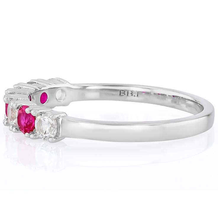 Lab-Created Ruby And White Sapphire Band Ring In Platinum Over Sterling Silver