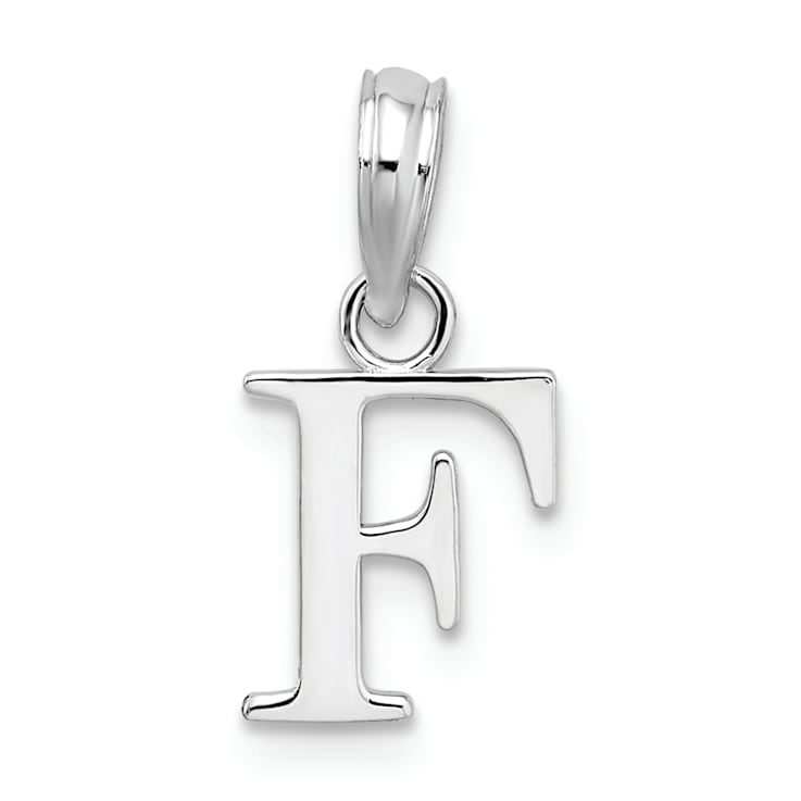 Sterling Silver Polished Block Initial -F- Pendant