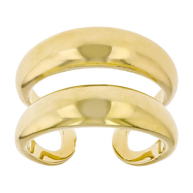 Polished Two Row Domed Ring In 18K Gold Over Bronze