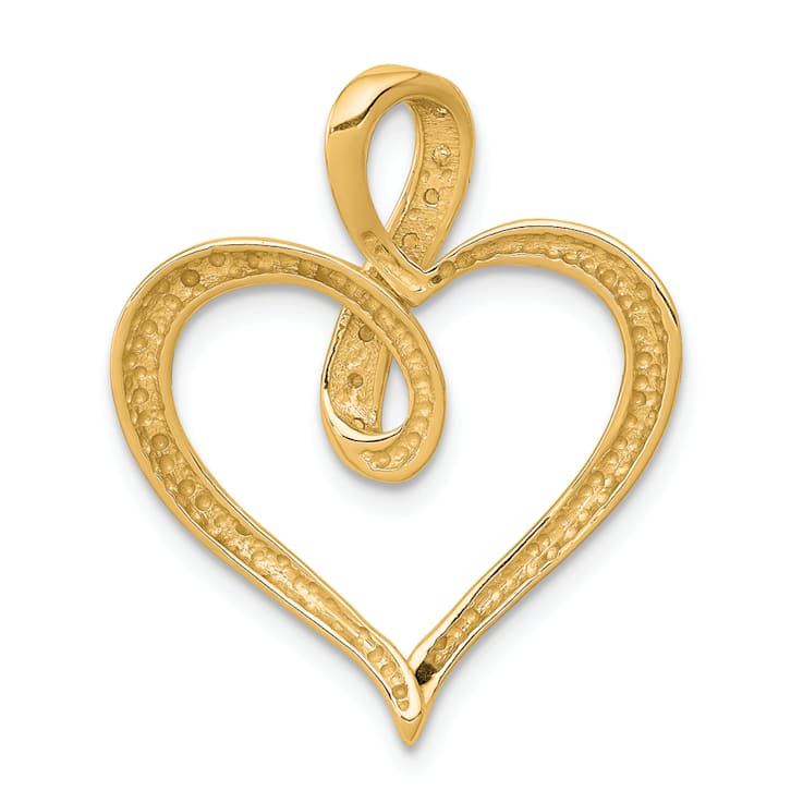 14K Yellow Gold 0.20ctw Diamond Heart and Infinity Pendant