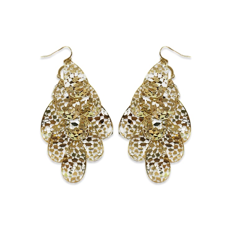 Gold Tone Filigree Drop Cluster Earring
