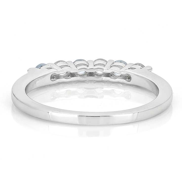 Aquamarine And Zircon Band Ring In Sterling Silver