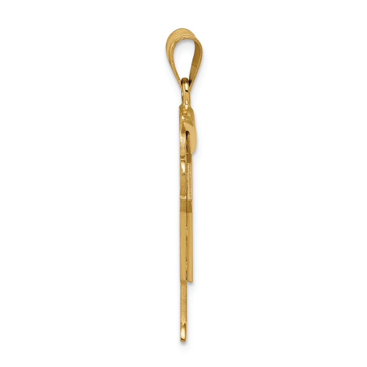 14k Yellow Gold Satin Diamond Kid with Hat Pendant