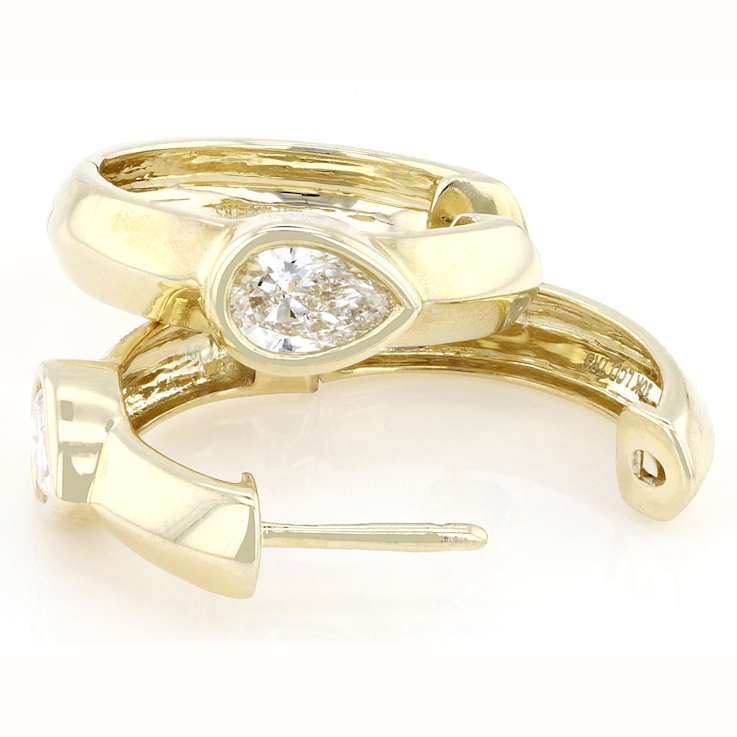 Classic Lab-Grown Diamond Pear Hoop Earrings In 10K Gold