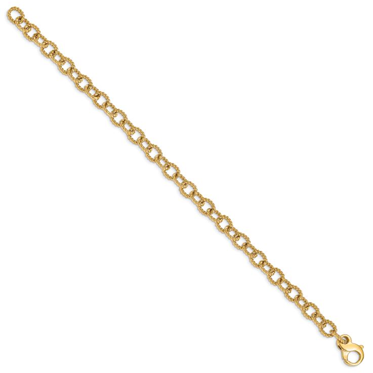 14k Yellow Gold 6.5mm Hand-Polished Fancy Rope Link Bracelet