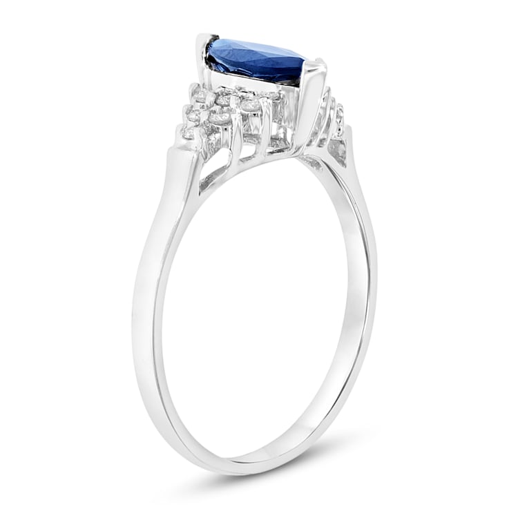 0.69ctw Sapphire and Diamond Ring in 14k White Gold
