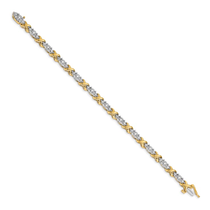 14K Yellow and White Gold Lab Grown Diamond X Bracelet