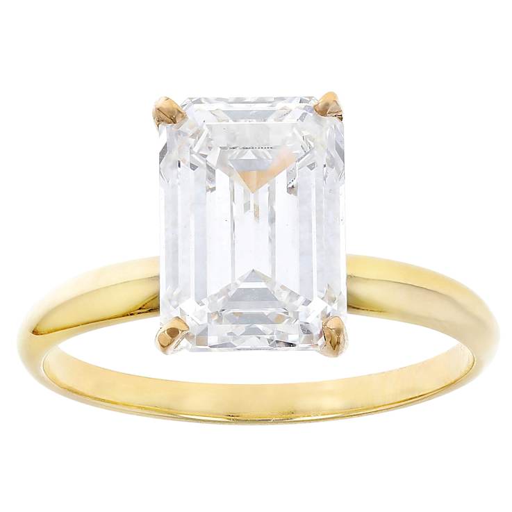Lab-Grown Diamond Emerald-Cut Solitaire Ring In 14K Gold 4.00ct