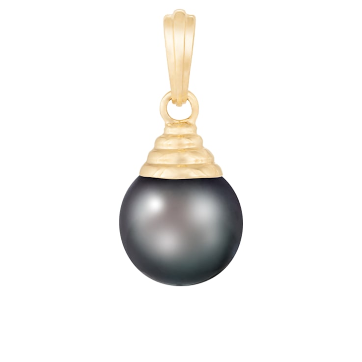 Cultured Tahitian Pearl 9mm Pendant in 14k yellow gold