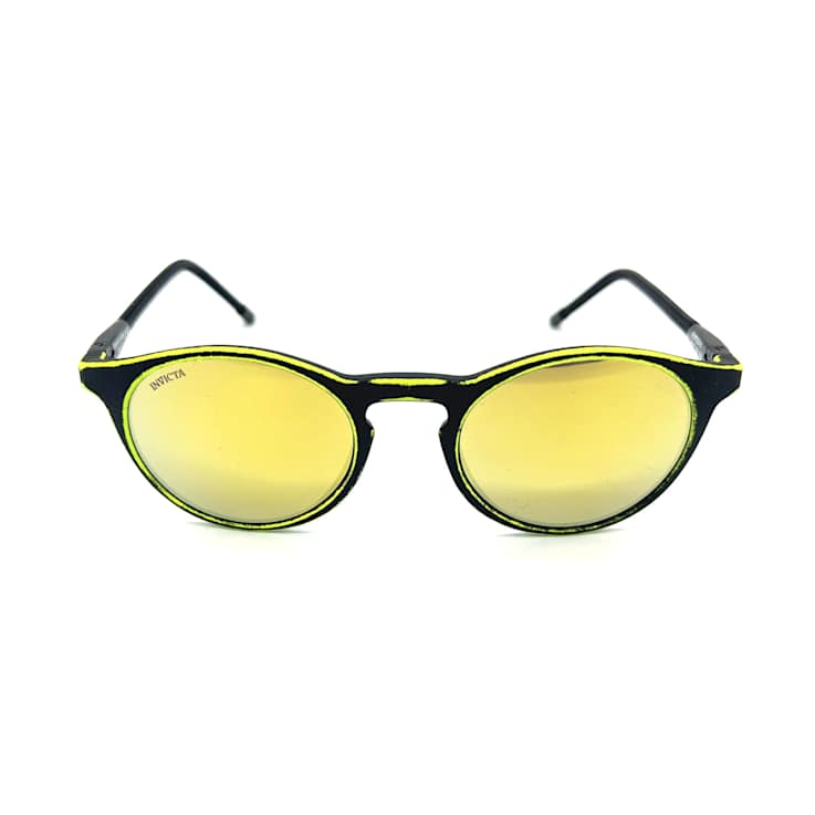 Invicta Black Green Frame with Nylon Arms / Silver Mirrored Lens Sunglasses