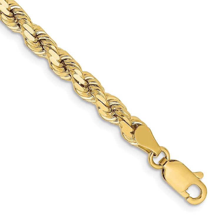 10k Yellow Gold 4.25mm Diamond-Cut Rope Link Bracelet