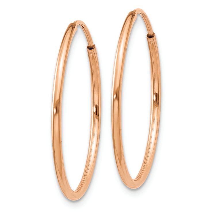 14k Rose Gold 1/1" Polished Endless Hoop Earrings