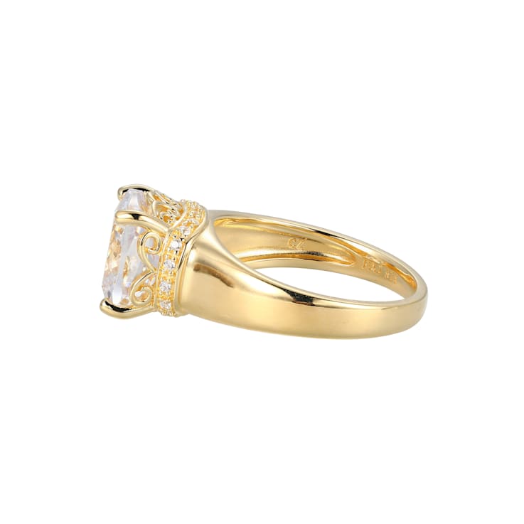 White Cubic Zirconia 18k Yellow Gold Over Sterling Silver April