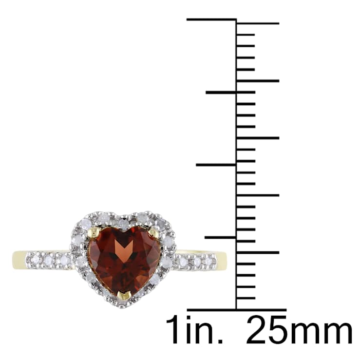 Garnet and Diamond 10K Yellow Gold Ring 0.93ctw
