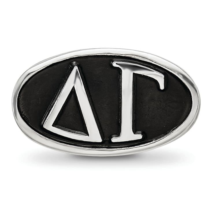 Sterling Silver LogoArt Delta Gama Oval Greek Letters Bead