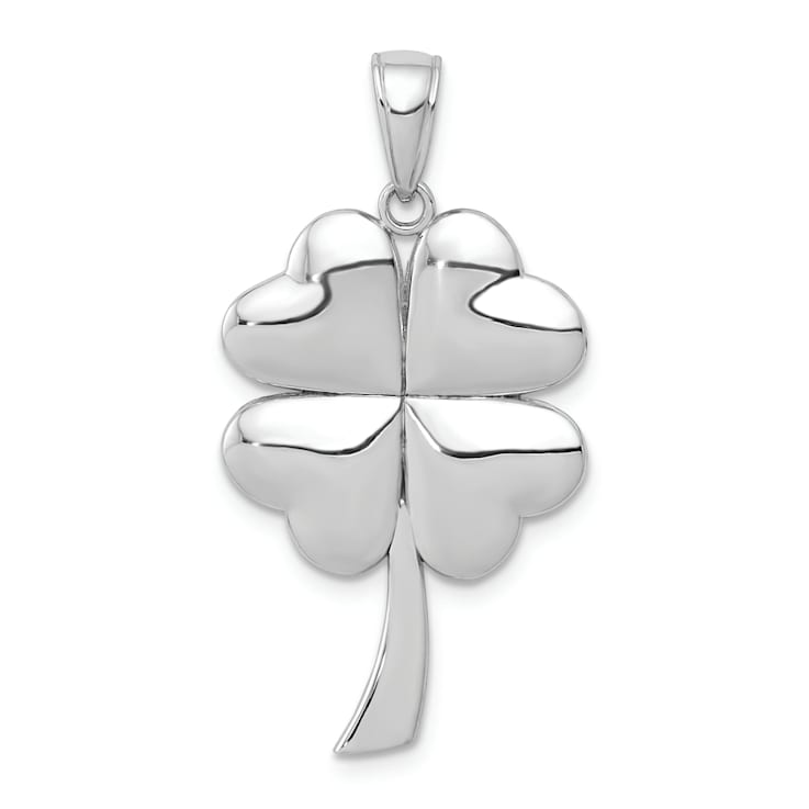 Rhodium Over 14k White Gold Polished 4-Leaf Clover Pendant
