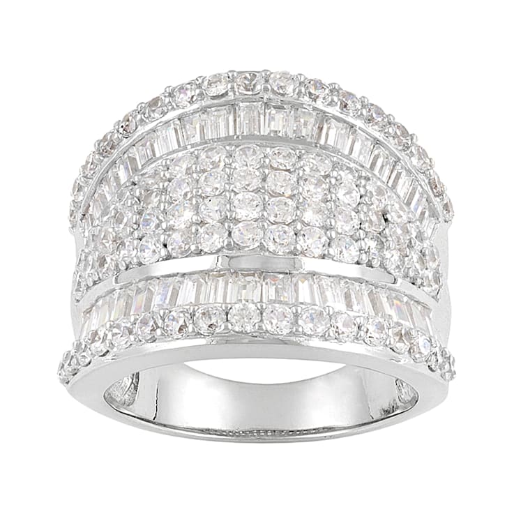 White Cubic Zirconia Rhodium Over Sterling Silver Ring 5.25ctw