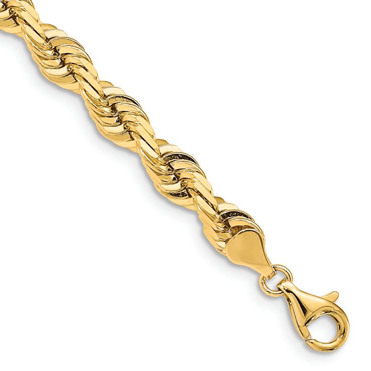14k Yellow Gold Solid 7mm Diamond-Cut Quadruple Rope 20 Inch Chain