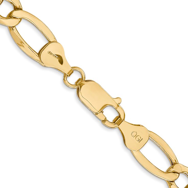 14k Yellow Gold 7.3mm Figaro Link 24 Inch Chain