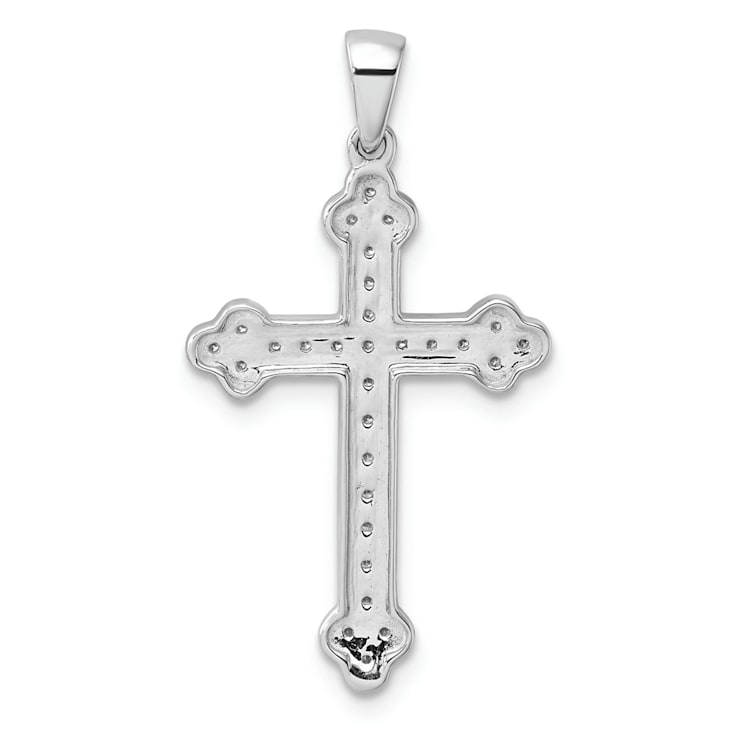 Rhodium Over 14k White Gold Diamond Cross Pendant