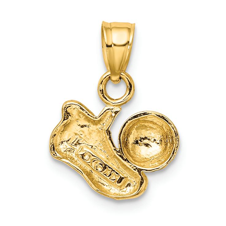 14k Yellow Gold Textured Soccer Ball with Shoe Charm
