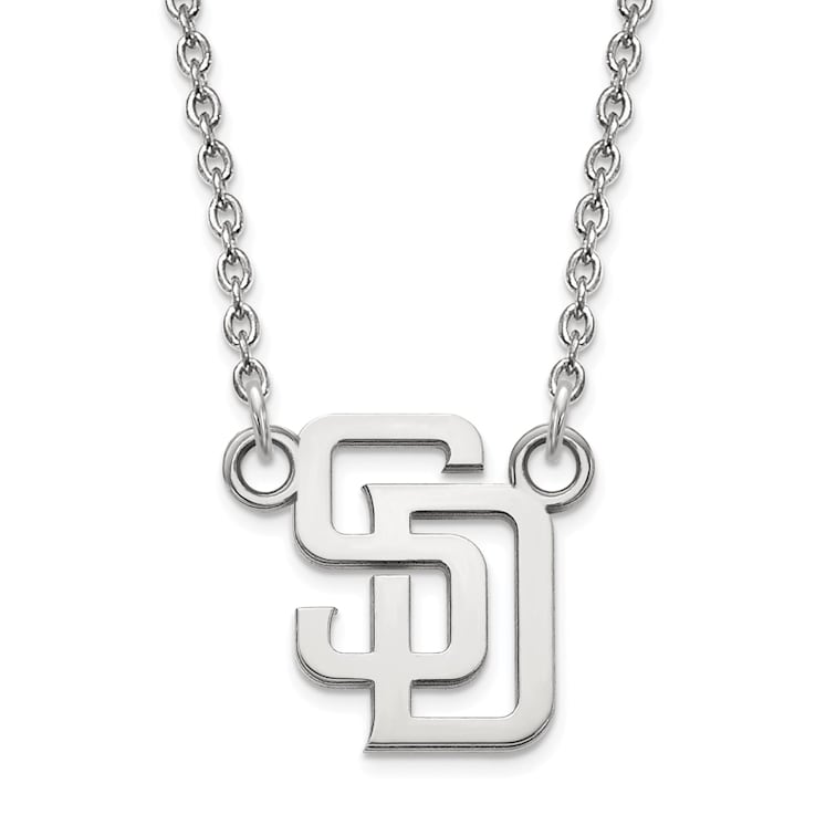 Rhodium Over Sterling Silver MLB LogoArt San Diego Padres