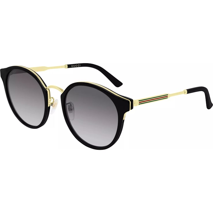 Gucci Black and Gold Tone Frame / Gray Gradient Lens Sunglasses