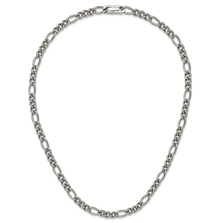 Titanium 7mm Solid Polished Figaro 22 Inch Chain