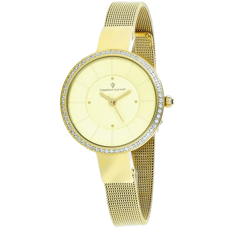 Christian Van Sant Women's Reign Yellow Dial, Yellow tone Stainless
Steel Watch