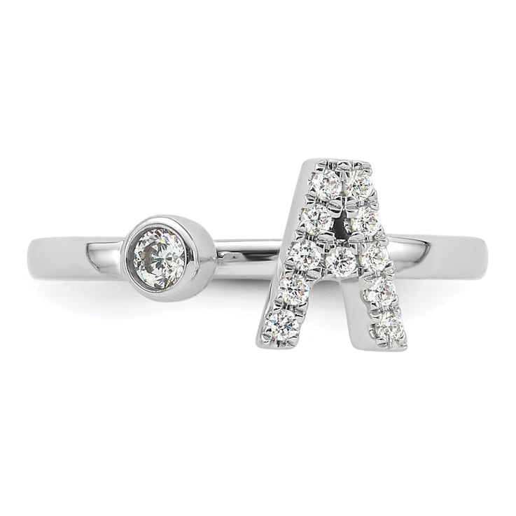 Rhodium Over 14K White Gold Lab Grown Diamond VS/SI GH, Initial
Adjustable Ring