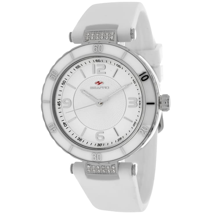 Seapro Women's Seductive White Dial and Bezel, White Silicone Strap Watch