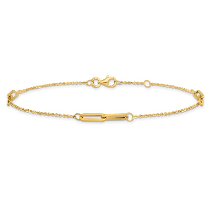 14K Yellow Gold Polished with .5-inch Extension Anklet