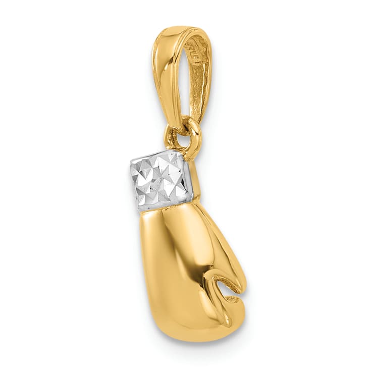 14k Two-tone Gold Diamond-Cut Boxing Glove Pendant