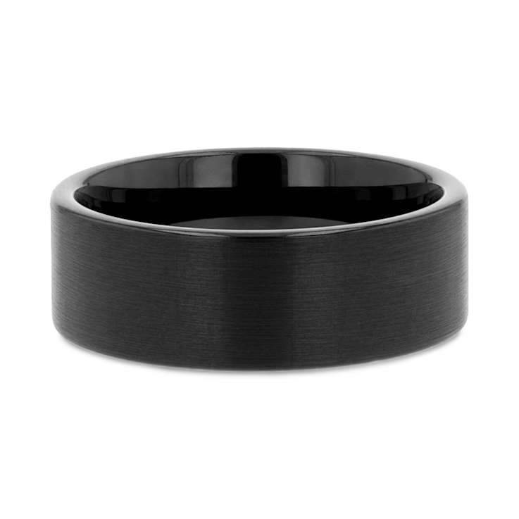 SAN ANTONIO Flat Black Tungsten Carbide Band with Brushed Finish 8mm