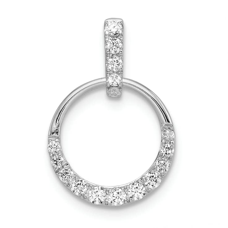 Rhodium Over 10k White Gold 0.26 cttw Diamond Circle Pendant